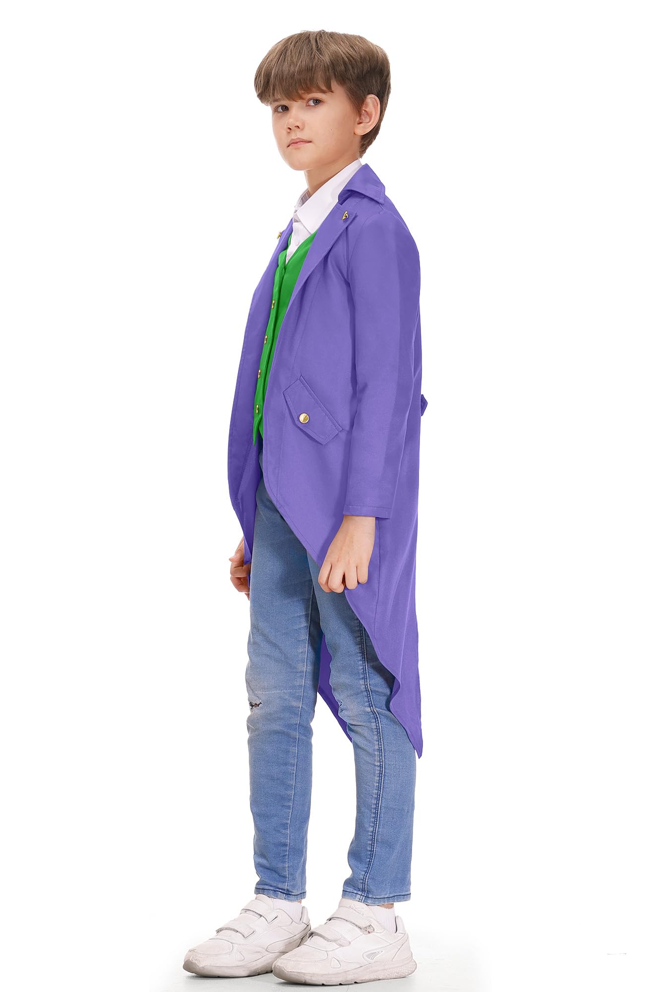 Besserbay Halloween Boys Renaissance Steampunk Medieval Gothic Jacket Vampire Retro Tailcoat Purple 8 Years