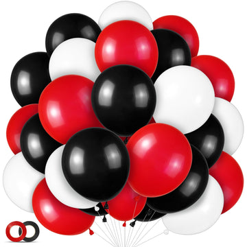 Red And Black Balloons 100Pack 12 Inch Matte Black Red And White Latex Balloon Bulk For Birthday Party Graduation Racing Car Pok