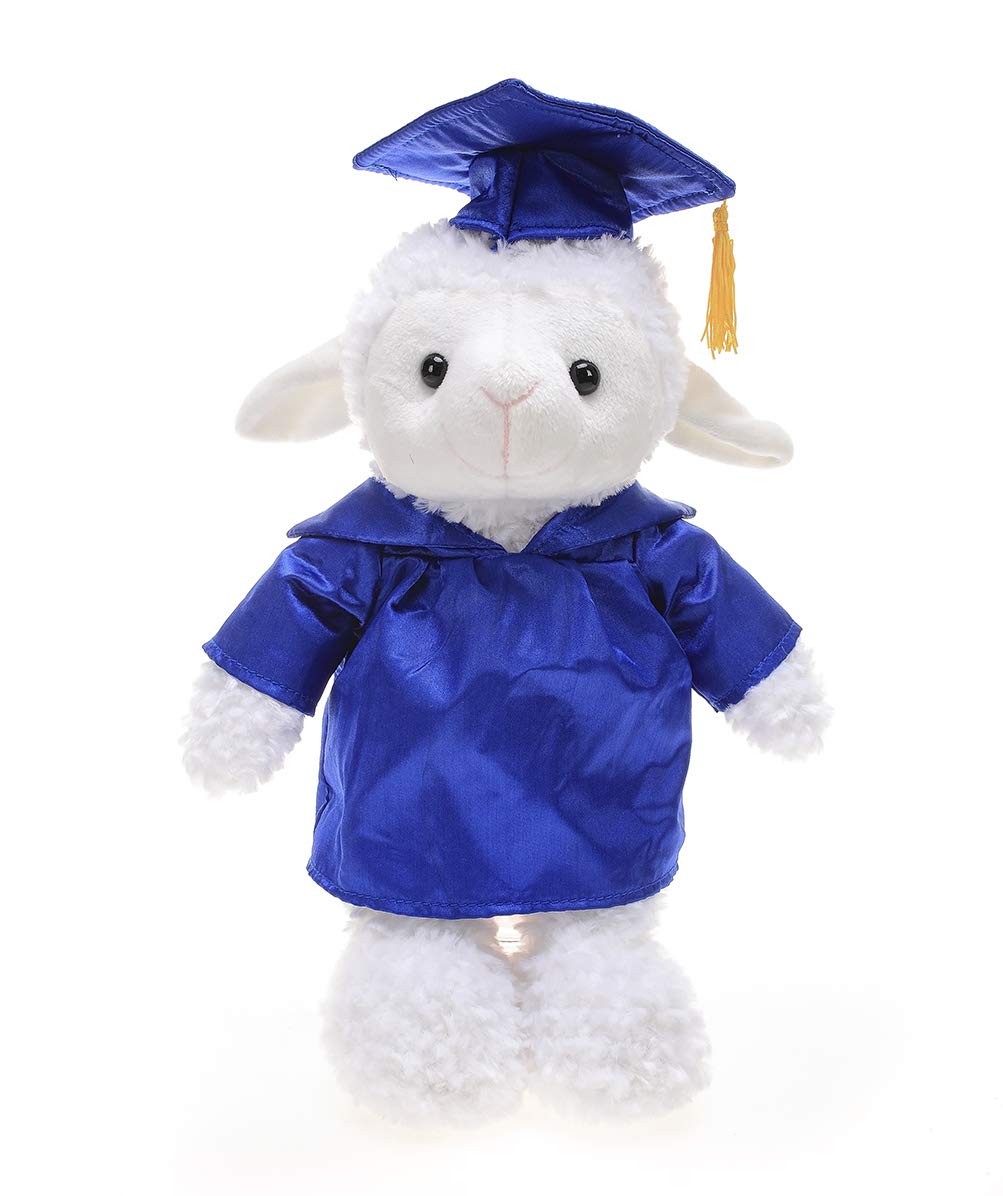 Plushland Plush Stuffed Animal Toys 12 Inches Present Gifts for Graduation Day  Personalized Text  Name or Your School Logo on Gown  Best for Any Grad School Kids (Graduation Sheep Blue Gown)