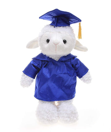 Plushland Plush Stuffed Animal Toys 12 Inches Present Gifts for Graduation Day  Personalized Text  Name or Your School Logo on Gown  Best for Any Grad School Kids (Graduation Sheep Blue Gown)