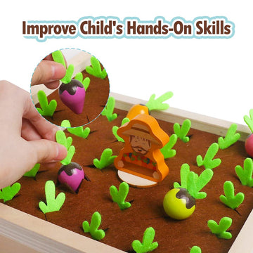 Skrtuan Montessori Toys For Toddlers 3 4 5 Years Old Boys Girls Baby, Wooden Toy Carrot Harvest Game, Educational Toys Shape Sorting Matching Puzzle, Memory Game Fine Motor Skill Gifts For Kids 3-5