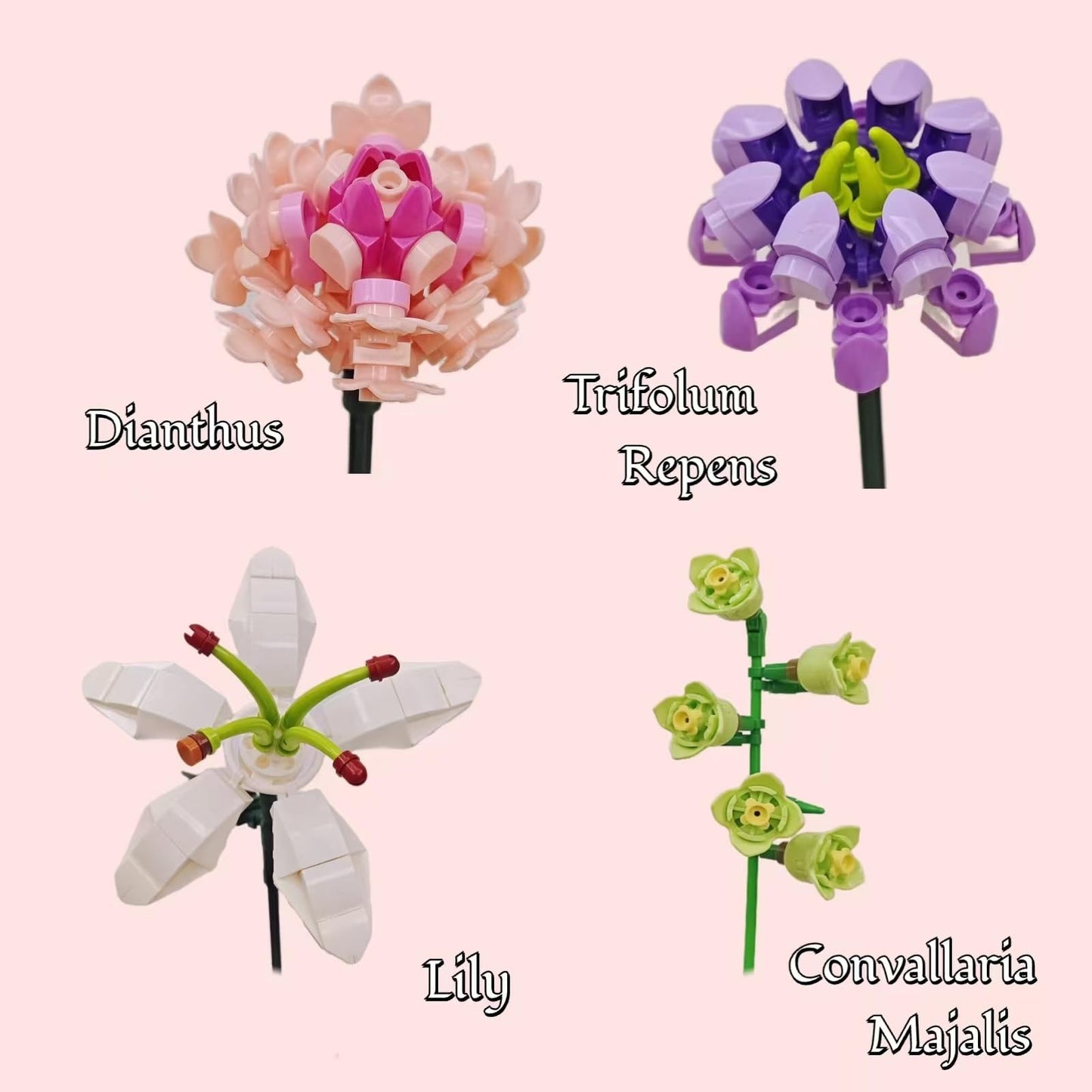 Wulobooi Flower Bouquet Building Set For Adults, Artificial Flowers With Lily Carnation Botanical Collection, 514 Pcs Romantic G