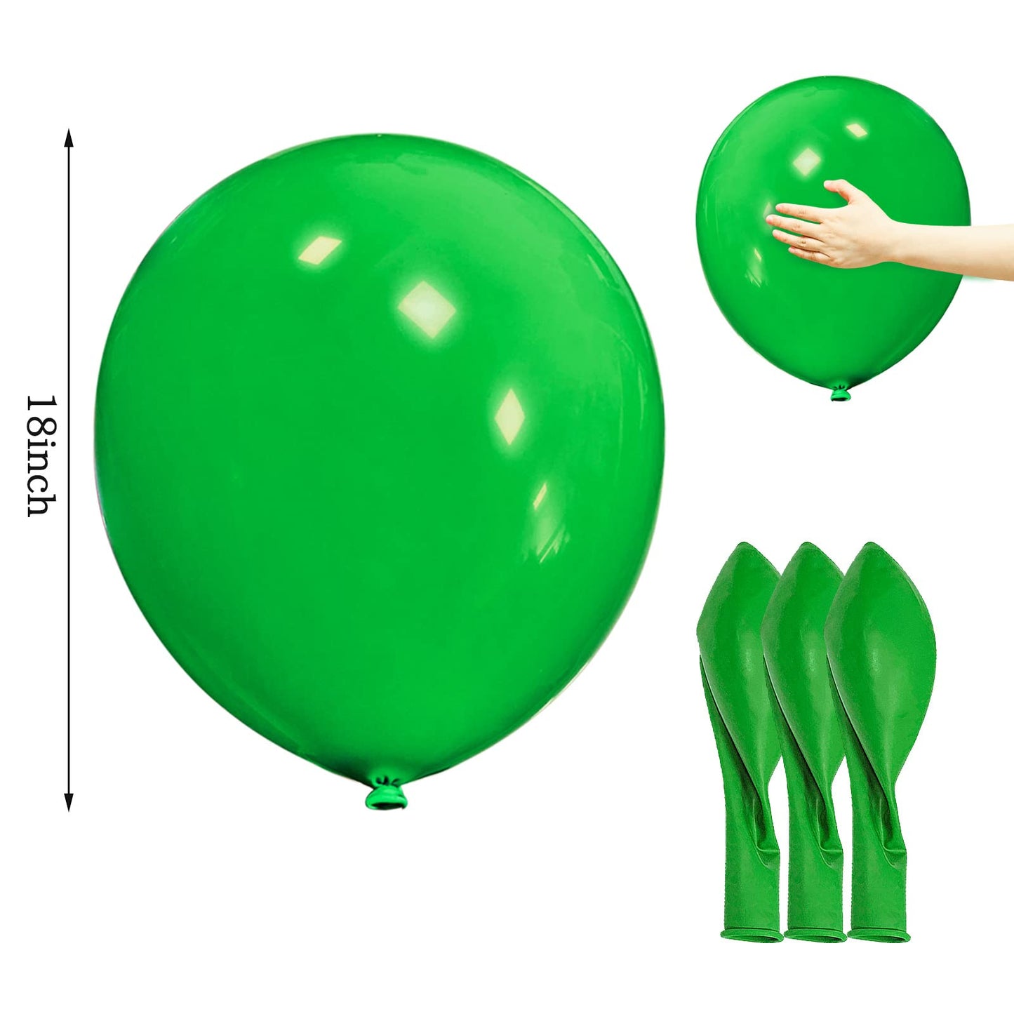 Green Balloons 18 Inch 12 Pack Large Latex Party Balloons Round Helium Balloon For Jungle Safari Birthday Party Christmas Festiv