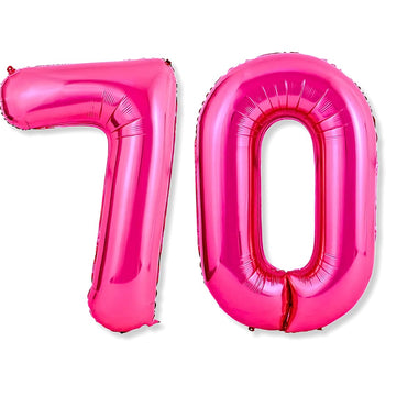 Flyloons 70 Number Pink Foil Balloon 16 Inch Size Birthday Decoration Items Pack Of 2 | 70Th Year Balloons | Seventy