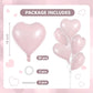 TONIFUL 30Pcs 18 Inch Baby Pink Heart Balloons Pastel Pink Heart Shape Foil Mylar Balloons Decoration for Birthday Valentines D