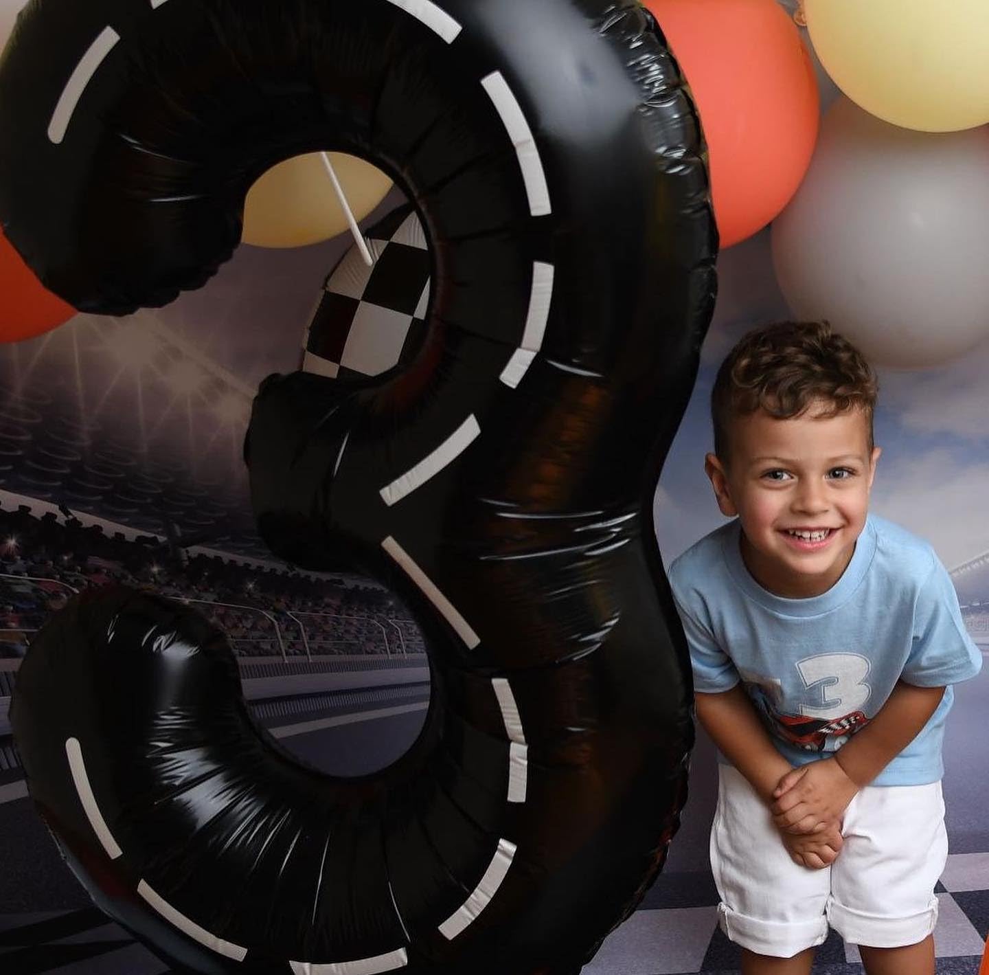 Race Car 3 Balloon, Number Balloons 40 Inch, 3Rd Black Birthday Decorations For Kids Boys, Racing Birthday Decorations, Number 3