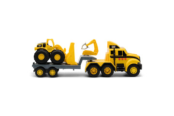 CatToysOfficial, CAT Construction Heavy Mover, Semi Truck and Trailer with Mini Crew Wheel Loader, Lights and Sounds, Ages 3 and