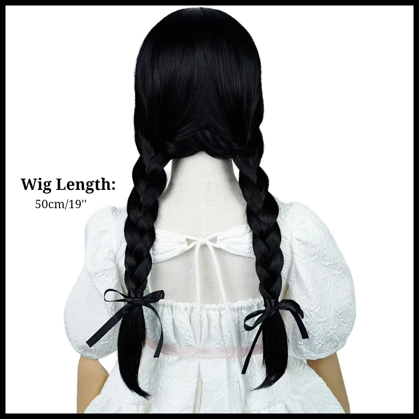 Black Braided Wig For Kids Girls Long Middle Part Kid'S Cosplay Wig Toddler Heat Resistant Synthetic Hair With Hairnet For Hallo