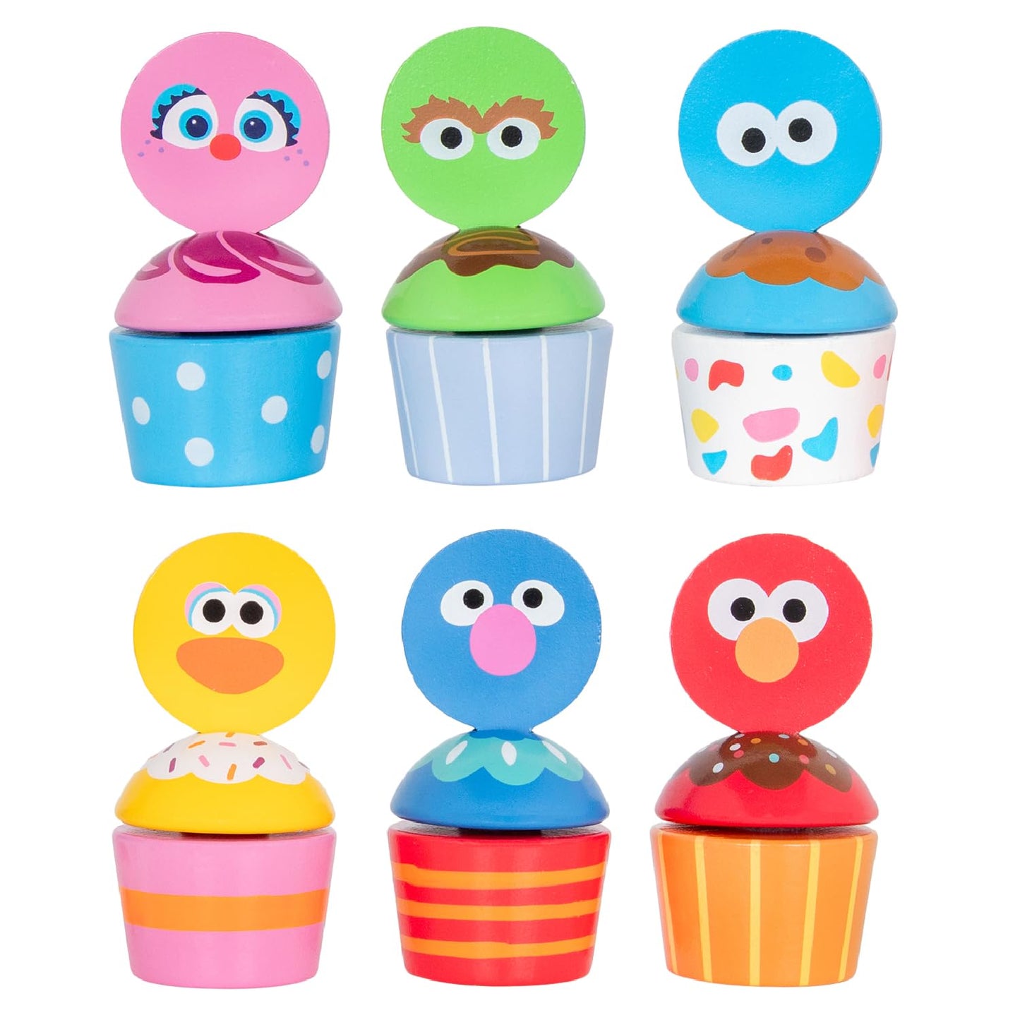 KIDS PREFERRED Sesame Street-Wood Mix-n-Match Cupcake Set for Toddlers