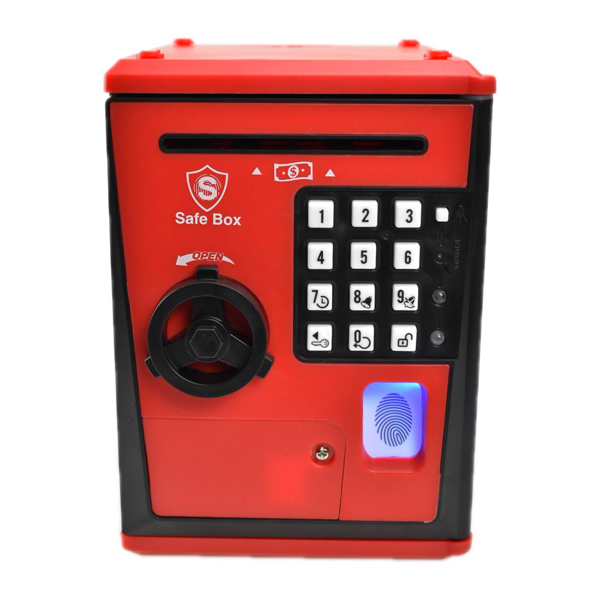 Like Toy Piggy Bank Safe Box Fingerprint Atm Bank Atm Machine Money Coin Savings Bank For Kids (Red)