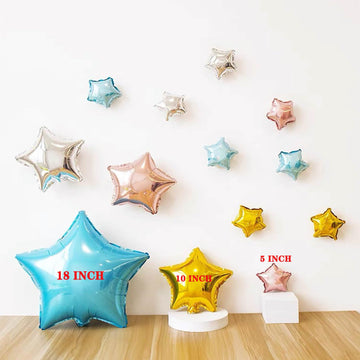 Gold Star Balloons,Pskjatin 50 Pieces 10'' Star Balloons,Gold Foil Star Balloon Mylar Balloons For Party Decorations