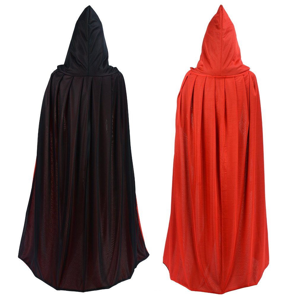 Gardeningwill Double Face 35' Red Black Hooded Cloak Goth Vampire Priate Cape Kids Children Costume