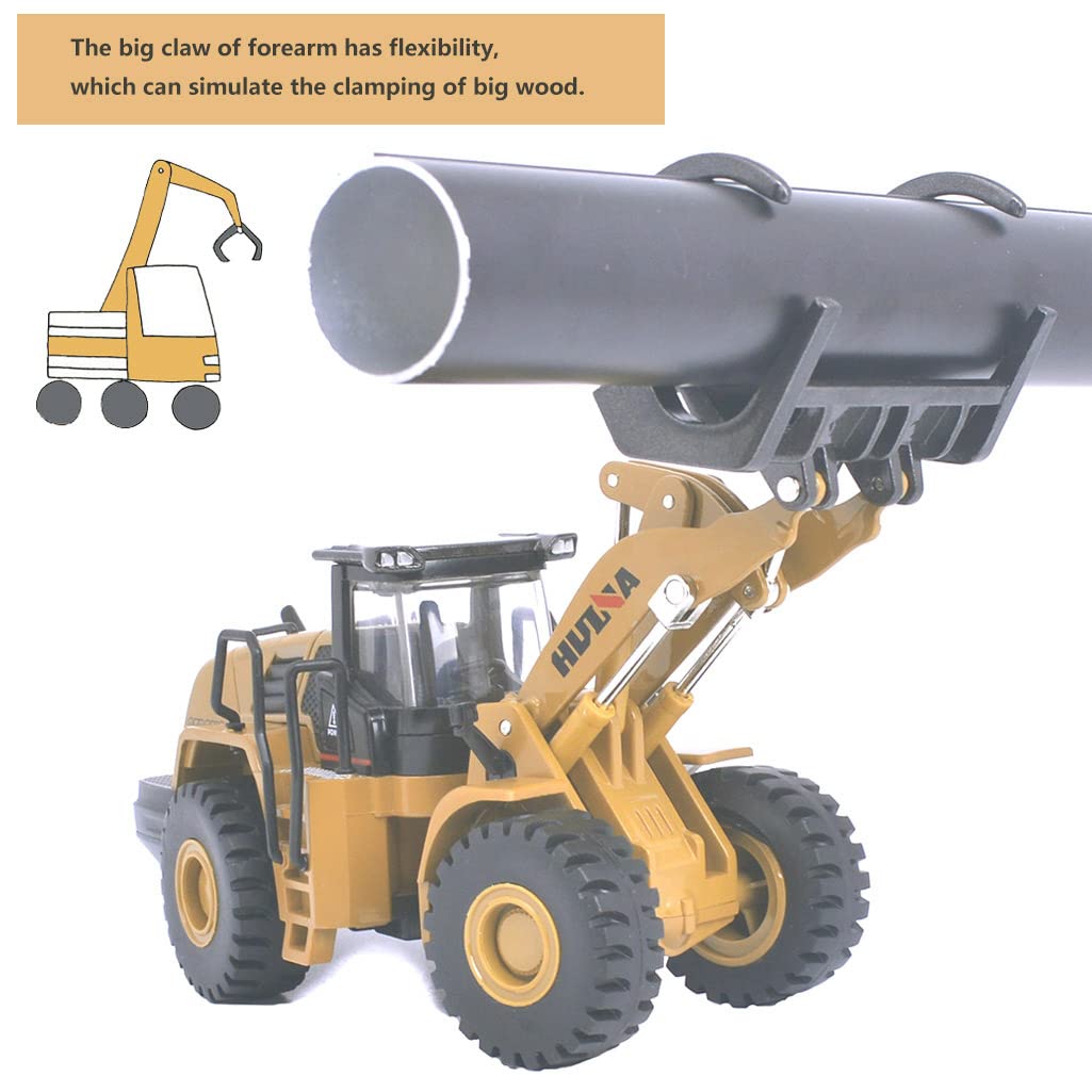 Ailejia 1/50 Scale Diecast Wood Grab Construction Vehicle Toys Timber Grab Truck Heavy Wooden/Building Articulated Alloy Constru