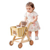 ROBOTIME Wooden Shopping Cart Toy for Toddler Kids  Height-Adjustable Wooden Baby Push Walker  Sit to Stand Walker for Baby Learning to Walk for Boys and Girls