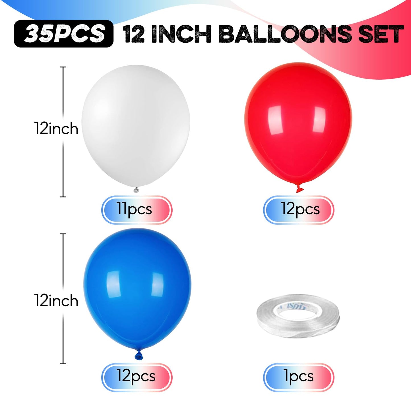 Red White And Blue Balloons, 12 Inch Red White Blue Balloons 4Th Of July Decorations Independence Day Decoration Red White Blue