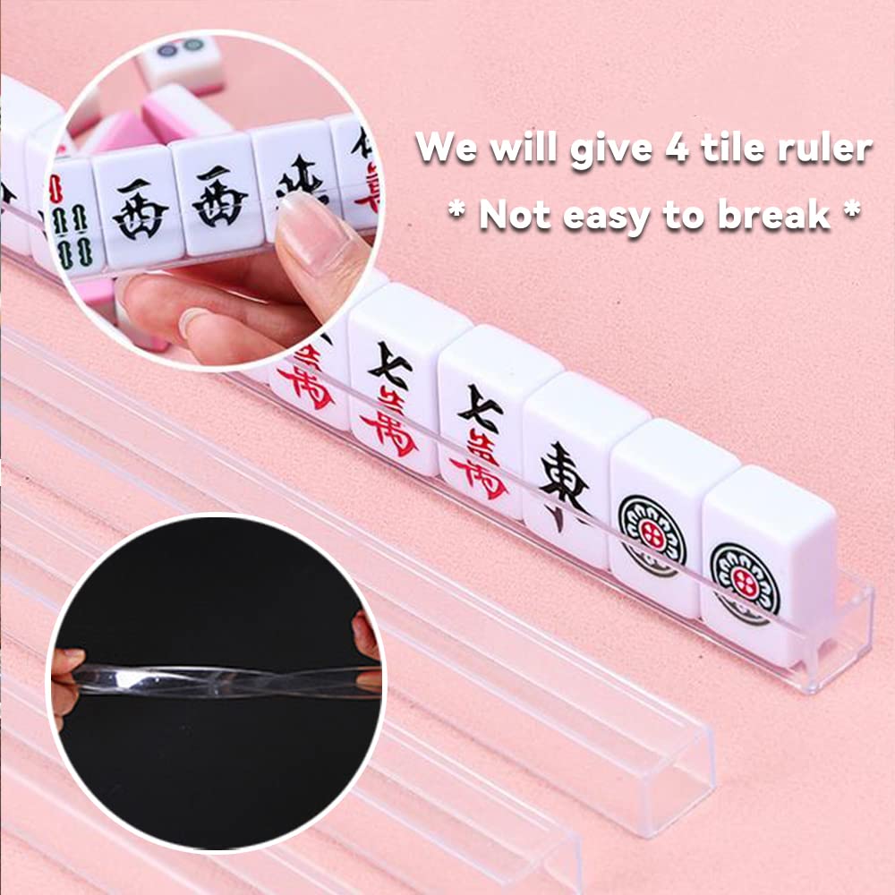 drizzle Pink 24mm Travel Mahjong Game Set - 144 Tiles, Melamine, Mini Duck Design, Lightweight 2.76 lbs - Perfect for Family Leisure