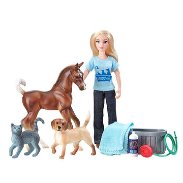 Breyer Freedom Series (Classics) Pet Groomer Doll & Animals Set | 10 Piece Playset With 6' Fully Articulated Rider Doll | 1:12 Scale