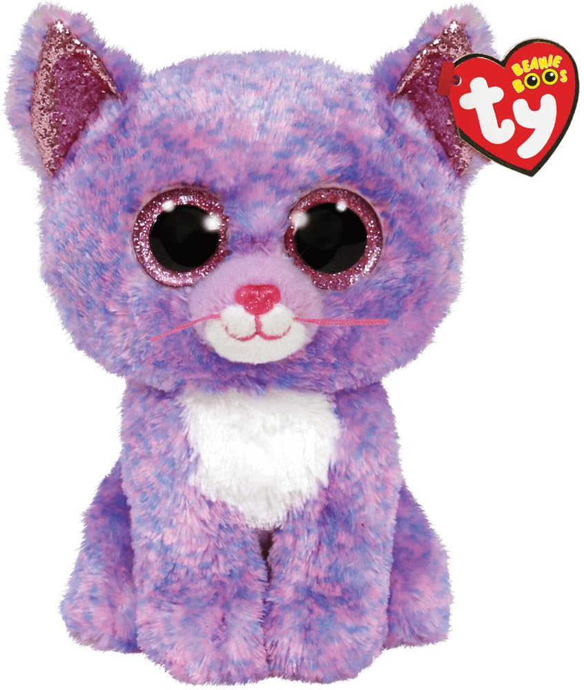 Ty Cassidy Cat Beanie Boo Stuffed Animal, 15cm, Multicoloured, Polyester, Model 2007521