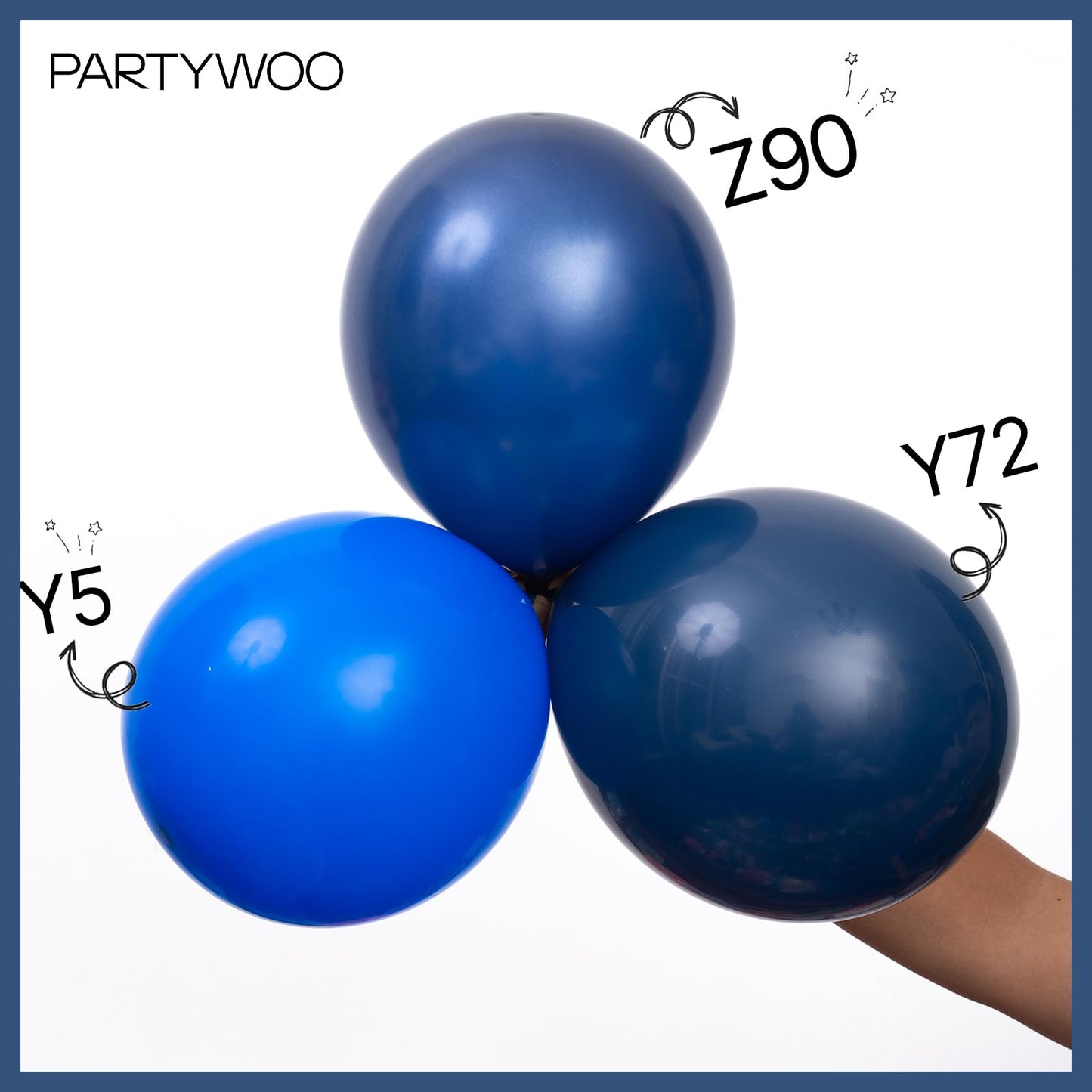 PartyWoo Navy Blue Balloons - 100 pcs in 5-18 Inch Sizes, Rubber Material, Perfect for Party Decorations and Balloon Garlands