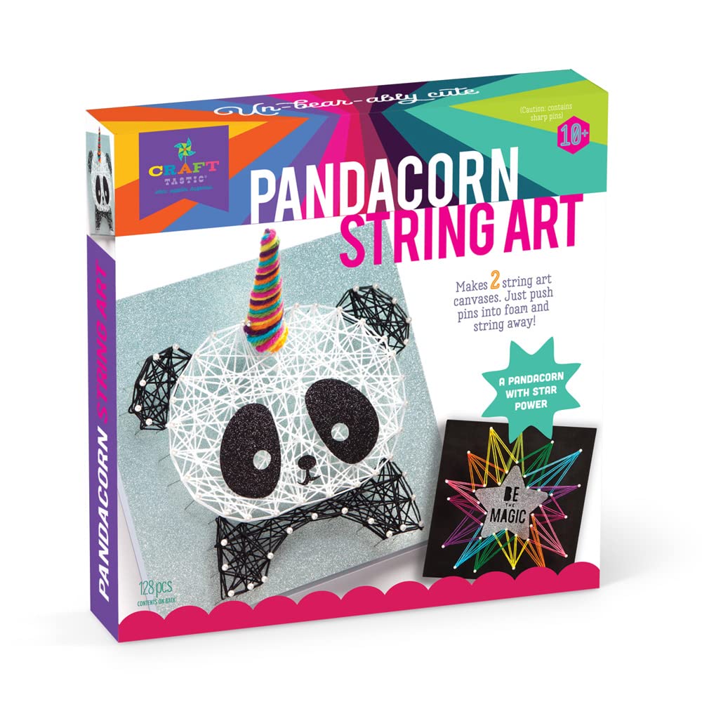 Craft-tastic - String Art - Craft Kit Makes 2 Large String Art Canvases - Pandacorn Edition