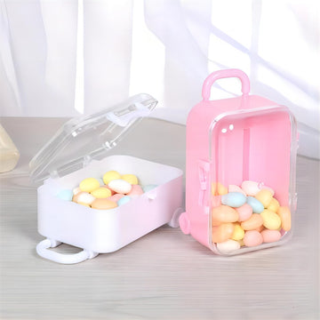 BaaSid 4PCS Mini Plastic Travel Suitcase Candy Box Suit for Doll Wedding Party Decoration,Doll Suitcase, Mini Luggage,suitcase G