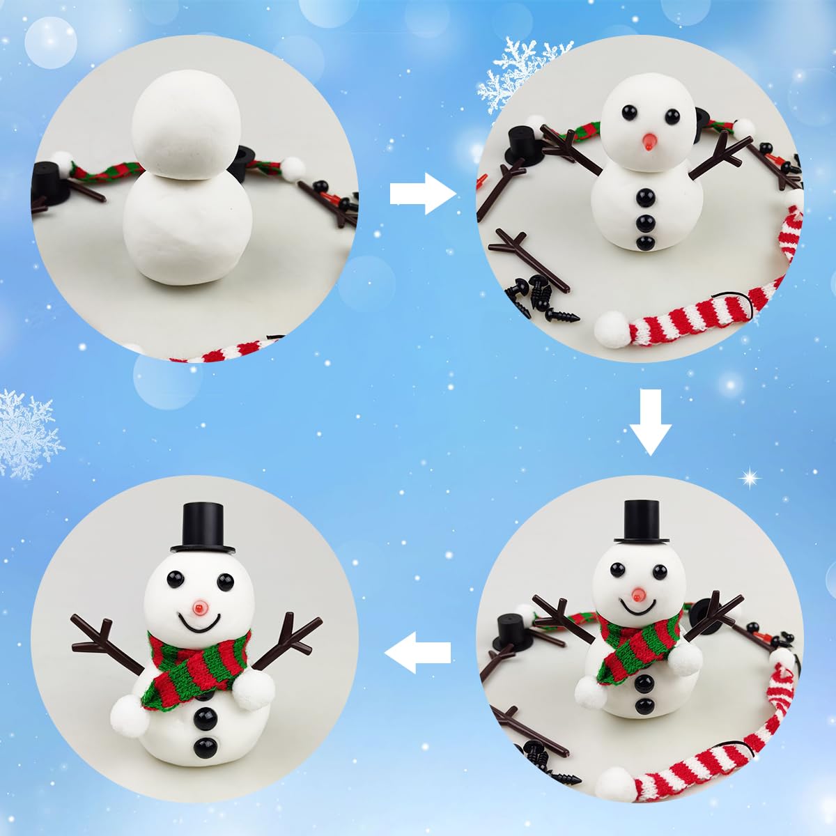 QINGQIU DIY Your Own Snowman Kit Molding Clay Build a Snowman Crafts Toy for Kids Boys Girls Christmas Stocking Stuffers Gifts