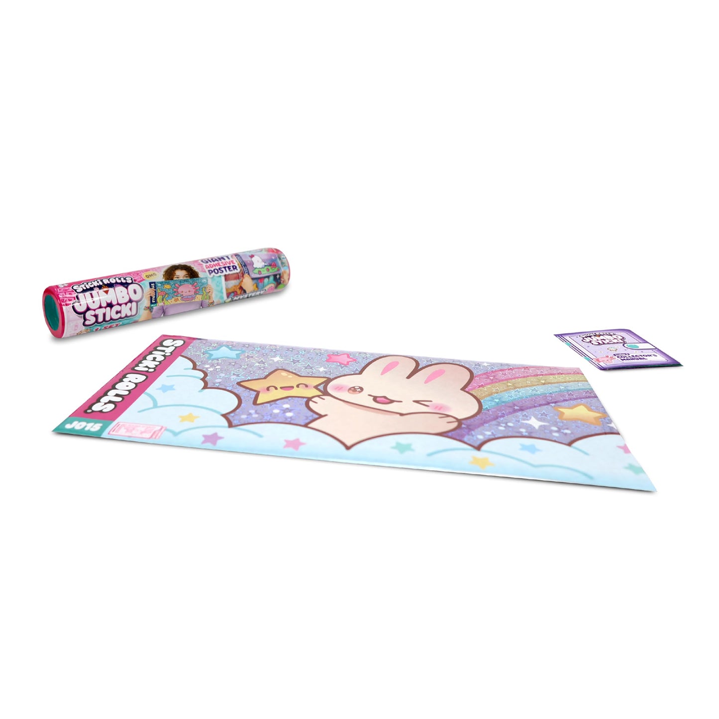 Sticki Rolls Jumbo Stickies, Giant Re-Stickable Foil Stickers, Unique Kawaii Designs, Collectible Wall D  cor for Kids Ages 5+