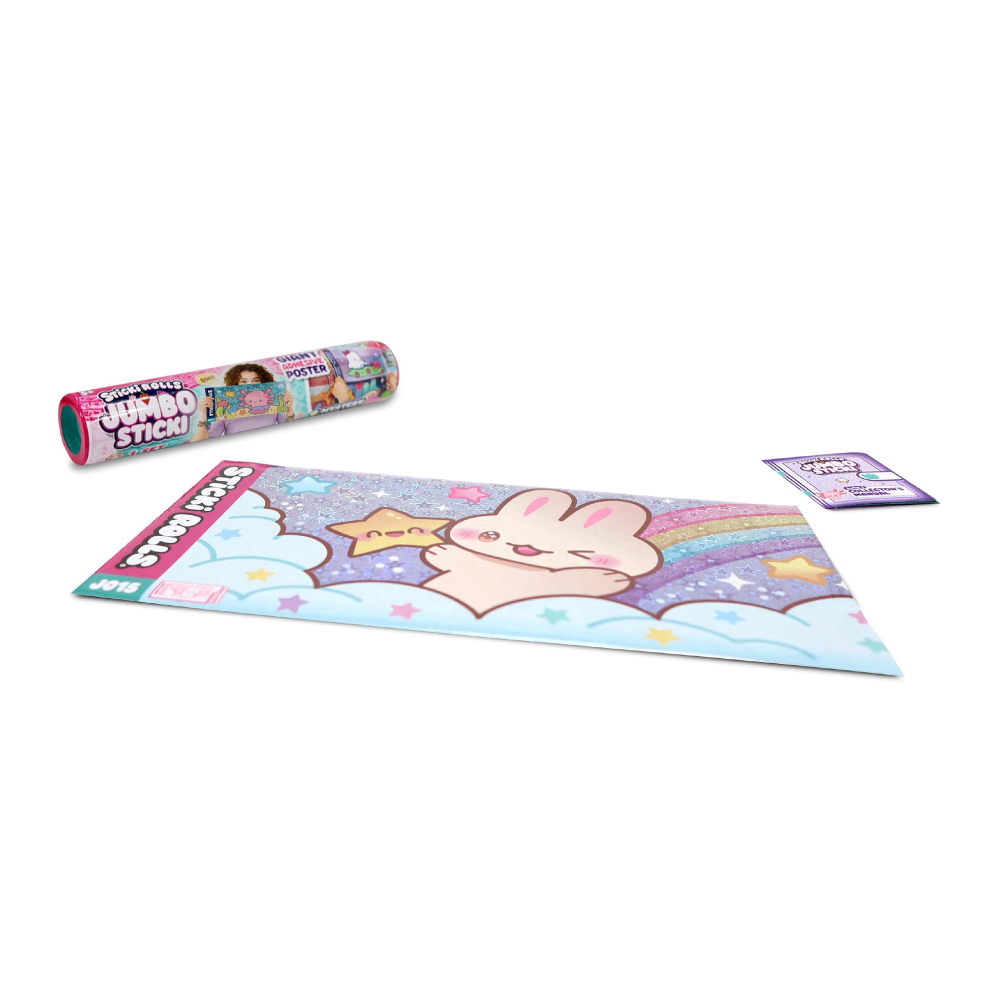 Sticki Rolls Jumbo Stickies, Giant Re-Stickable Foil Stickers, Unique Kawaii Designs, Collectible Wall D  cor for Kids Ages 5+