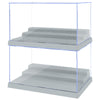 2 Pack Display Case For Minifigure Action Figures Blocks, Acrylic Minifigure Display Case Box Storage With 3 Movable Steps Gift