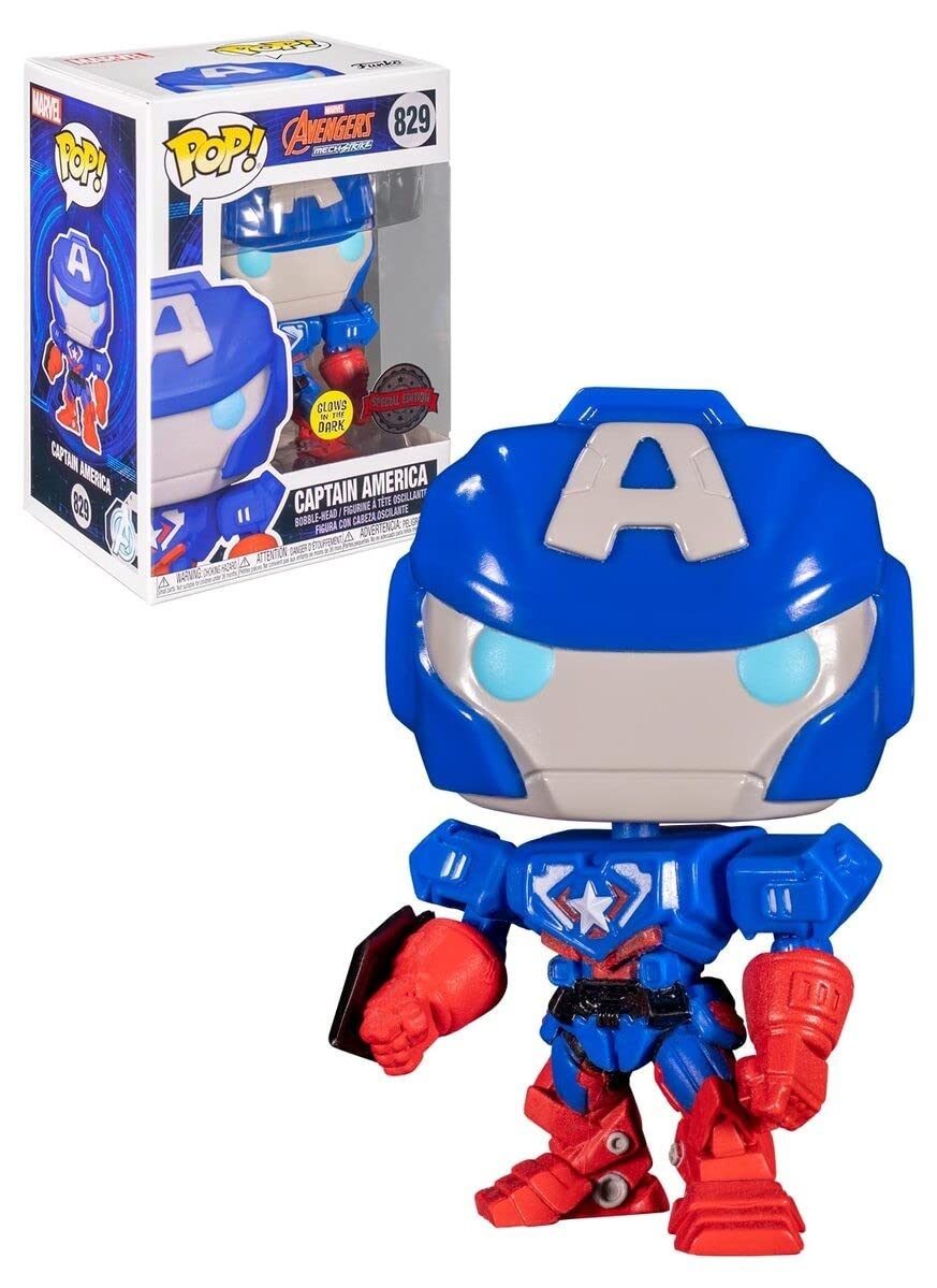 Funko Pop Marvel Avengers Mech Strike #829 - Captain America Glow In The Dark - Exclusive Special Edition Marvel Pop!