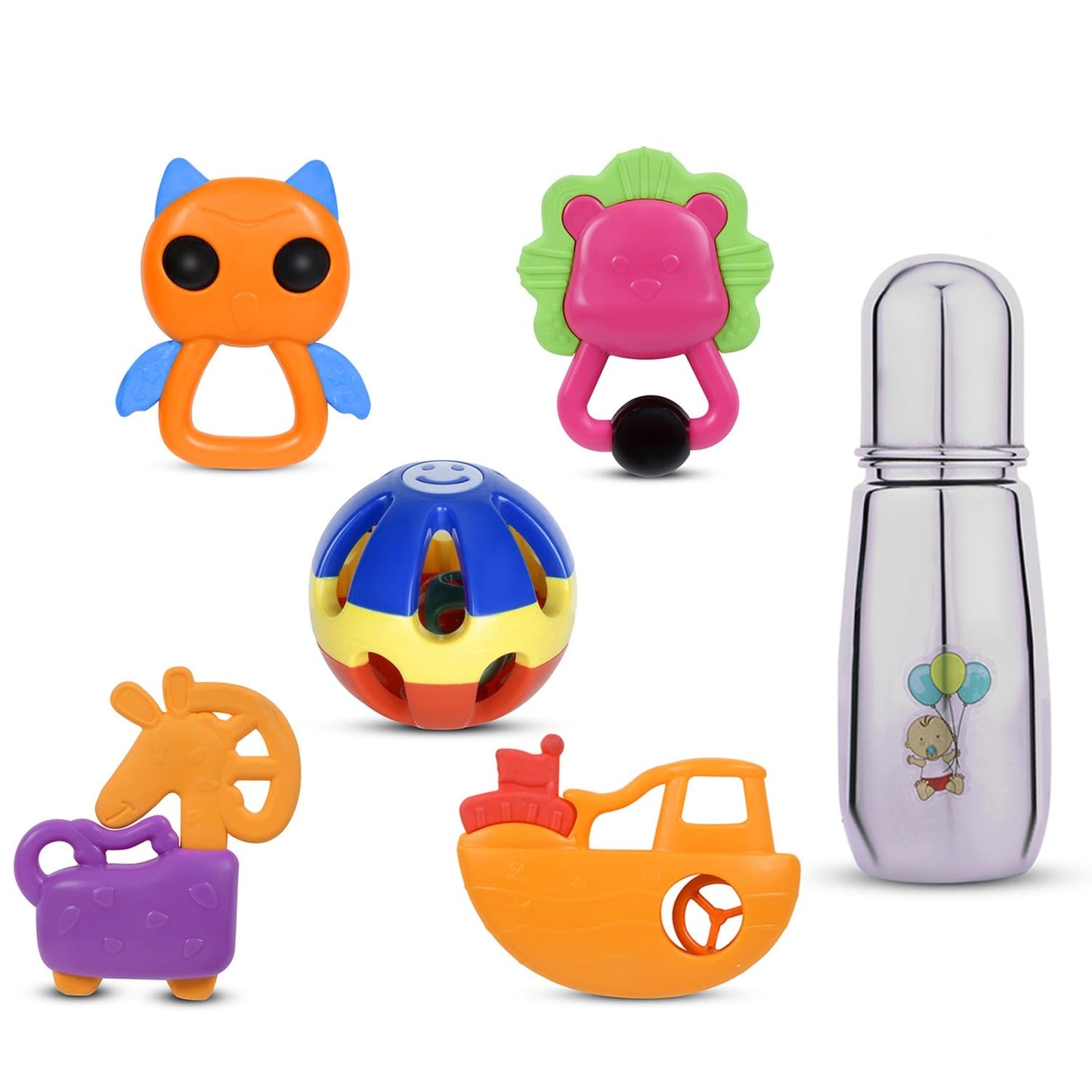Ramson India Baby Rattle 6 Pcs Set  Safe And Colorful Infant Toy Set For Early Development