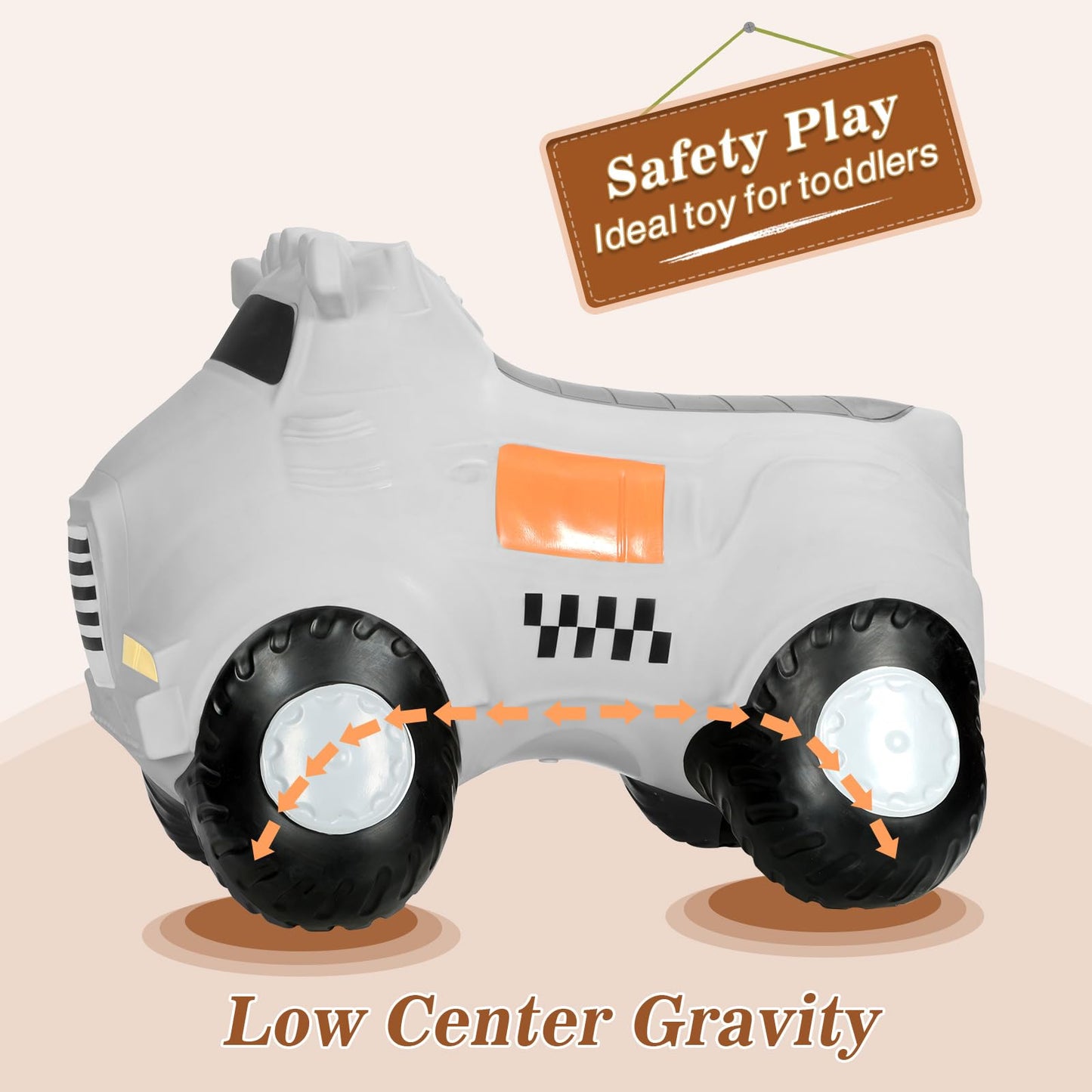 Inpany Kids Car Bouncy Hopper Toys, Toddlers Ride On Car, Inflatable Hopping Toys, Bouncing Buddies, Rubber Bouncer, Outdoor Ind