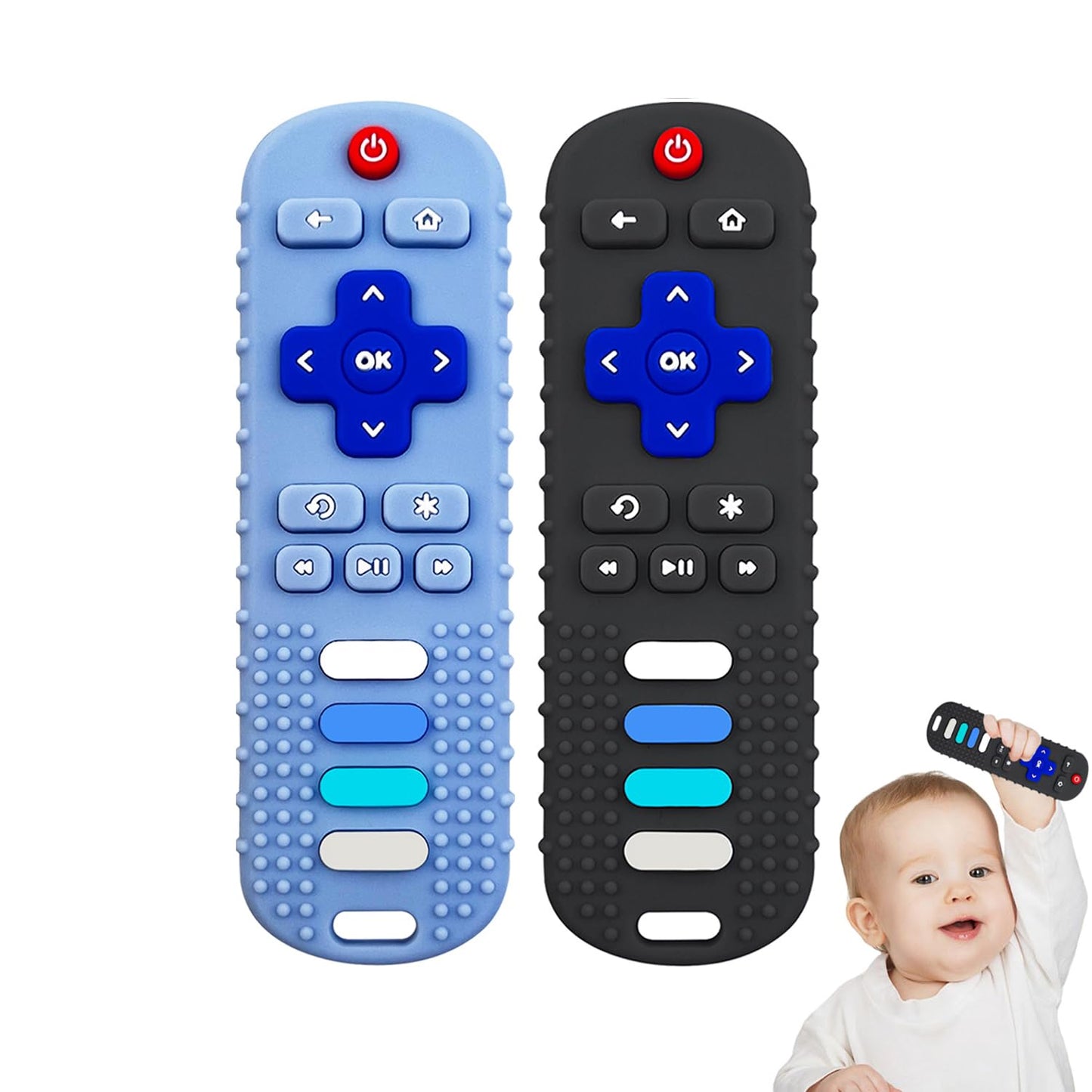 Yapromo Baby Teething Toys 2 Pcs Silicone Teethers Chew Toy Cute Remote Control Shape Teethers Bpa Free