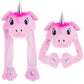 Arcimatto Animal Hat Plush Unicorn Ears Moving Jumping Dress Up Cosplay Party Christmas Holiday Cute Cap For Kids Adults (Pink U