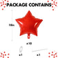 Red Star Foil Balloons, 18 Inches Star Foil Balloons For Helium, 10 Pcs Red Star Birthday Balloons For Birthday Party Graduation