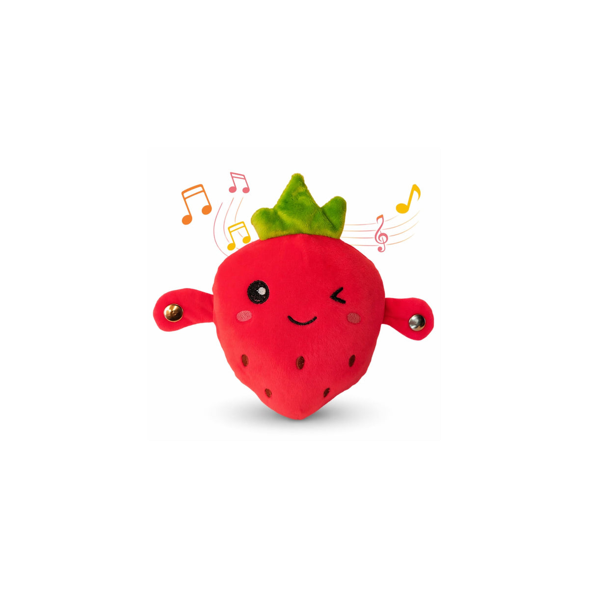 DoddyFun Interactive Music Plush Toy Set for Kids Adults, 7 Strawberry Fruit Sensing Metronome with Sounds for Multiplayer Inte
