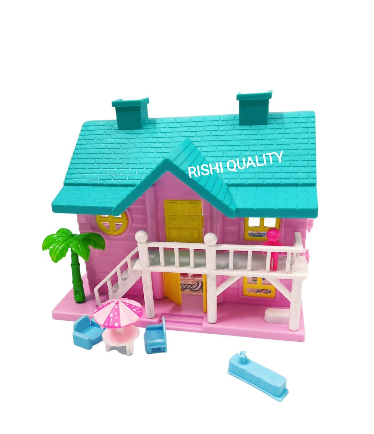 RISHI QUALITY Dollhouse Play Set with Furniture for Kids Girls, Boys. Miniature Pretend Play Dollhouse for Kids Play Time. (Smal