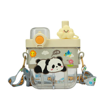 Cots And Cuddles Animal Design 580Ml 2-Compartment Sipper Water Bottle For Kids | Leakproof & Bpa-Free | Cute & Durable School B