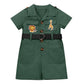 Idopip Baby Girls Wild Safari Outfit First Birthday Romper + Hat Jumpsuit Toddler Summer Party Clothes Set Overall Shorts Photo Shoot Bodysuit With Belt Green 0-6 Months