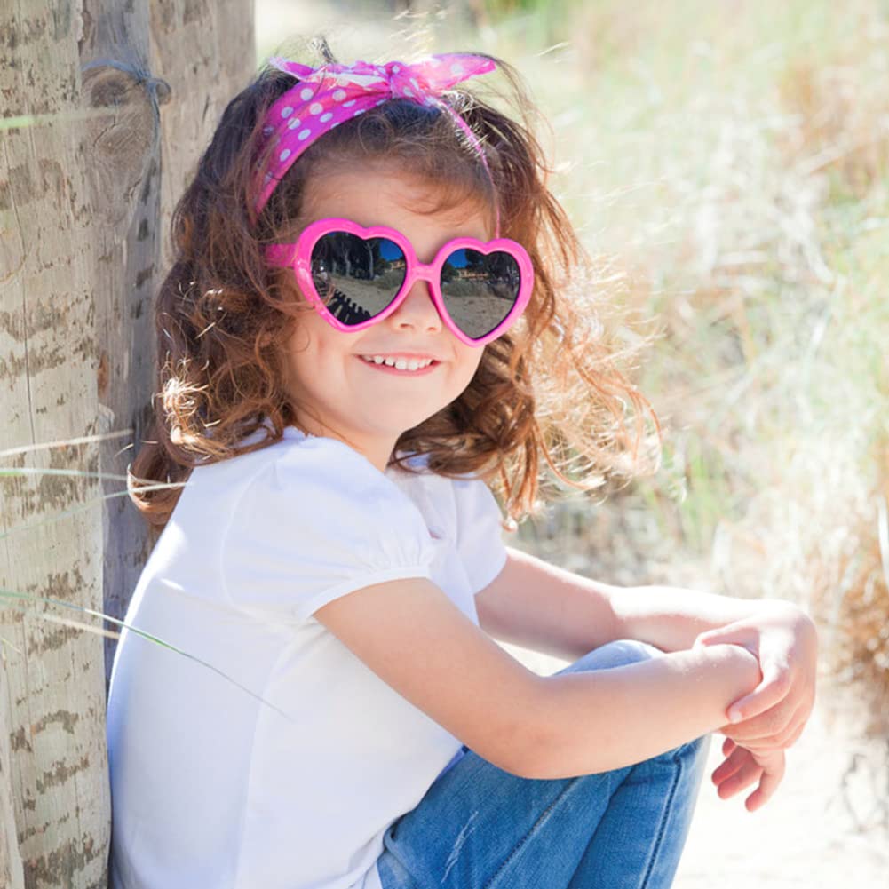 7 Pack Kids Toddler Heart Shape Sunglasses Party Favor Supplies For Girls Boys (Neon Colors)