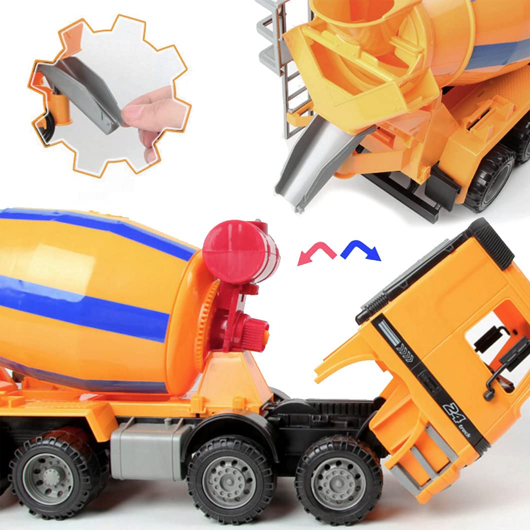 Liberty Imports 14'' Oversized Cement Mixer Truck Friction Powered Big Construction Vehicle Toy for Kids Pretend Play