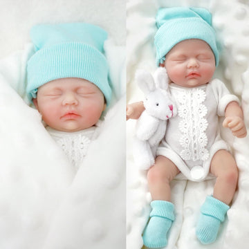 Mire & Mire 7 Inch Full Body Silicone Baby Dolls That Look Real,Not Vinyl Dolls,Real Platinum Doll Bald,Soft Lifelike Newborn -