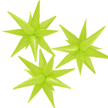 Cymylar 3Pcs 26Inch Macaron Green Star Foil Balloons.Macaron Green Explosion Starburst Star Balloon-Spike Cone Balloon For Birth