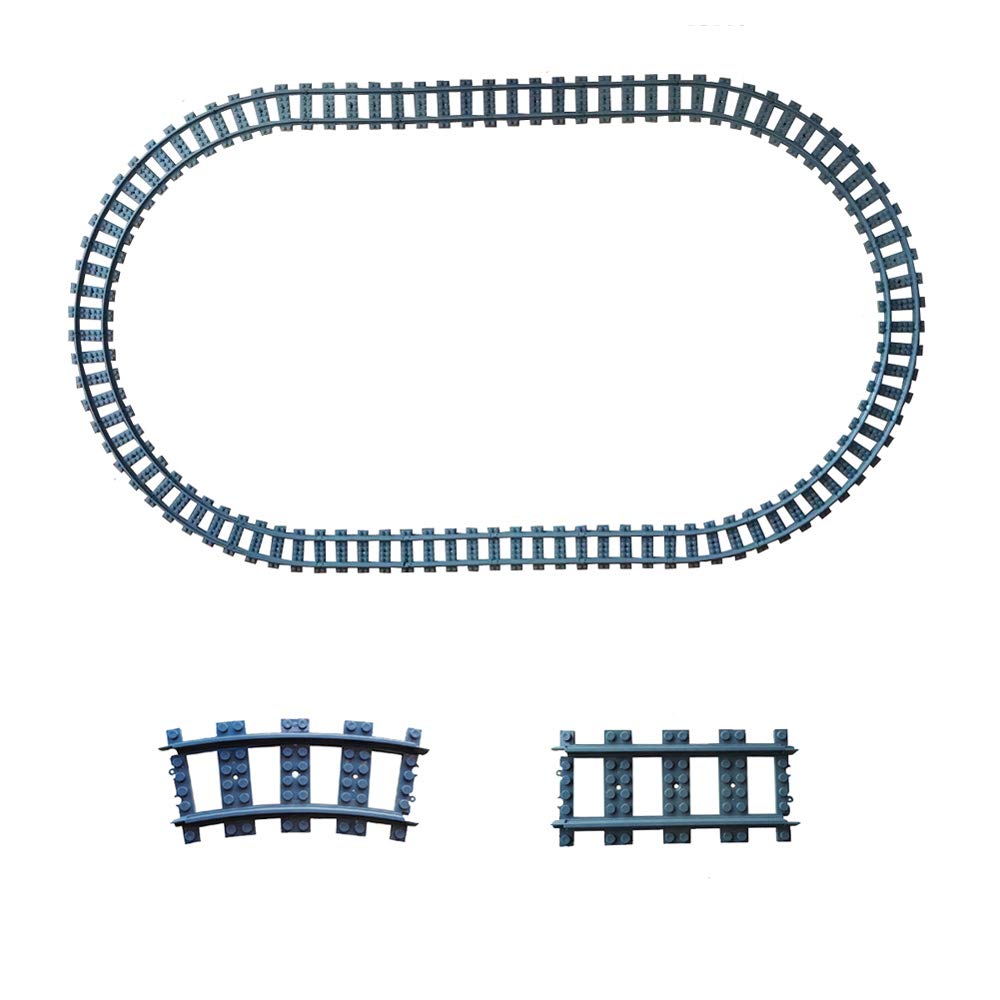 SPRITEWORLD City Train Tracks Set - 24pcs Non-Powered Building Block Toy, Plastic, Green, Model 43219-79162