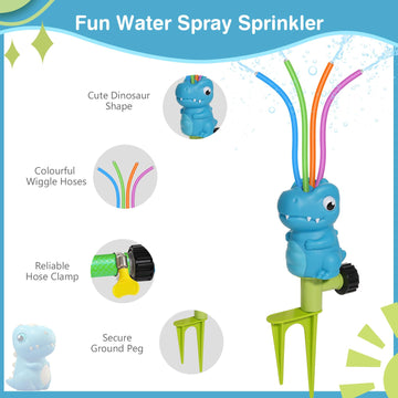 Moko Water Sprinkler For Kids, Dinosaur Toddler Outdoor Toys With 4 Wiggle Tubes And Hose Clamp, Outdoor Play Toys Spray Up To 8