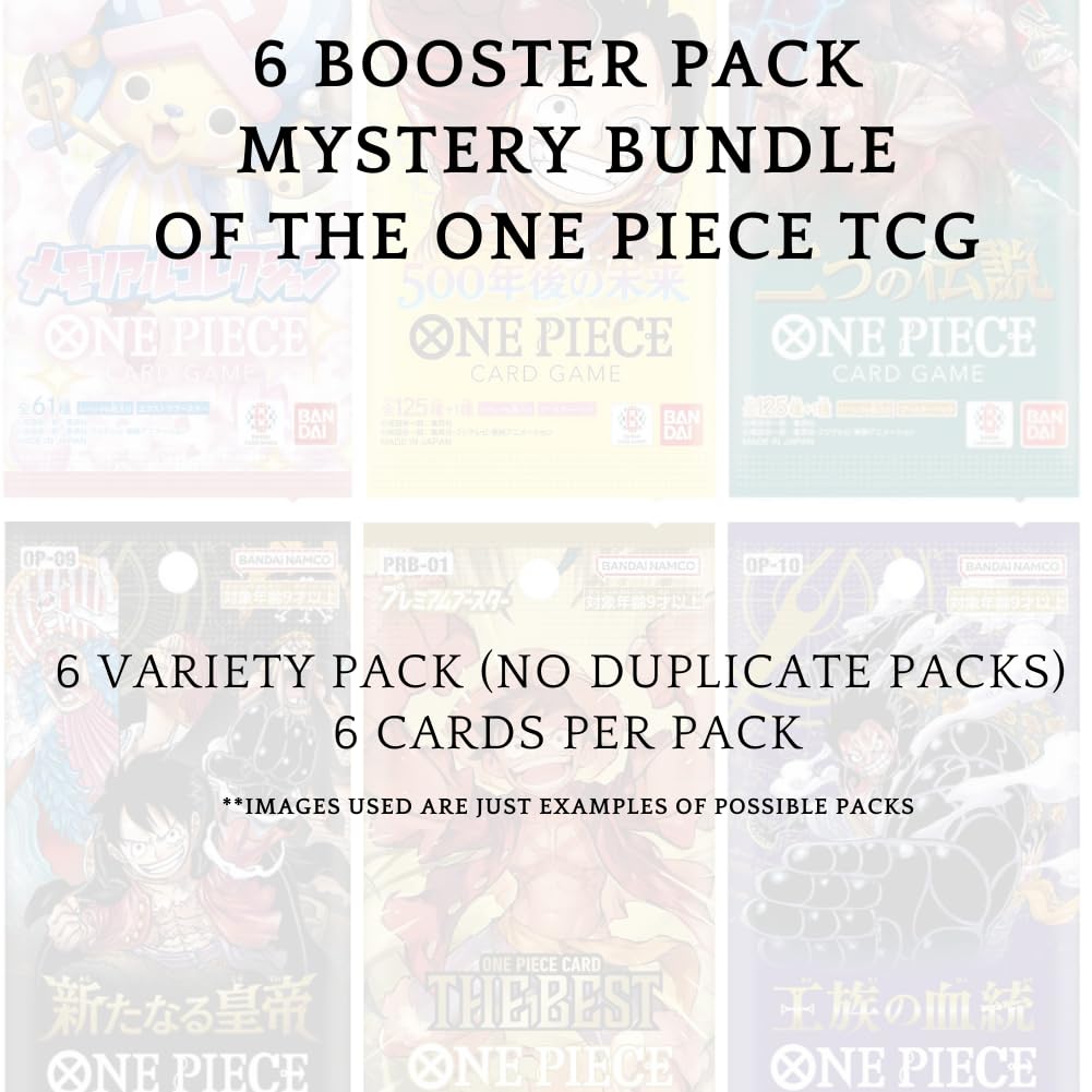 TraderzTCG One Piece Cards Pack Bundle - 6 Pack Cardboard Collection for Trading Card Enthusiasts and Anime Fans