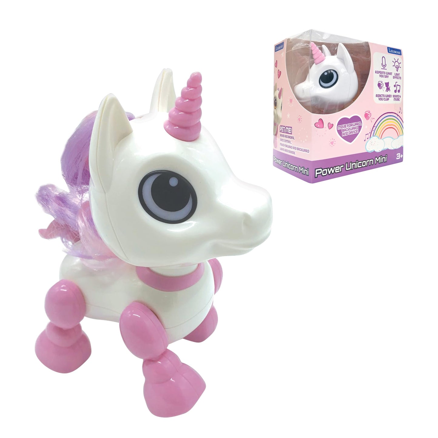 Lexibook Power Unicorn Mini - My Little Robot Unicorn - Robot Unicorn With Sounds, Music, Light Effects, Voice Repeat And Sound Reaction, Children'S Toy (Girl) - Rob02Uni