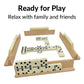Uvcany Dominoes Set Adults With 4 Wooden Racks/Trays Double Six Dominoes Travel Set With Portable Case Double 6 Dominoes Set With 4 Tiles Holders 28 Tiles Dominos Set Family Classic Board Games White