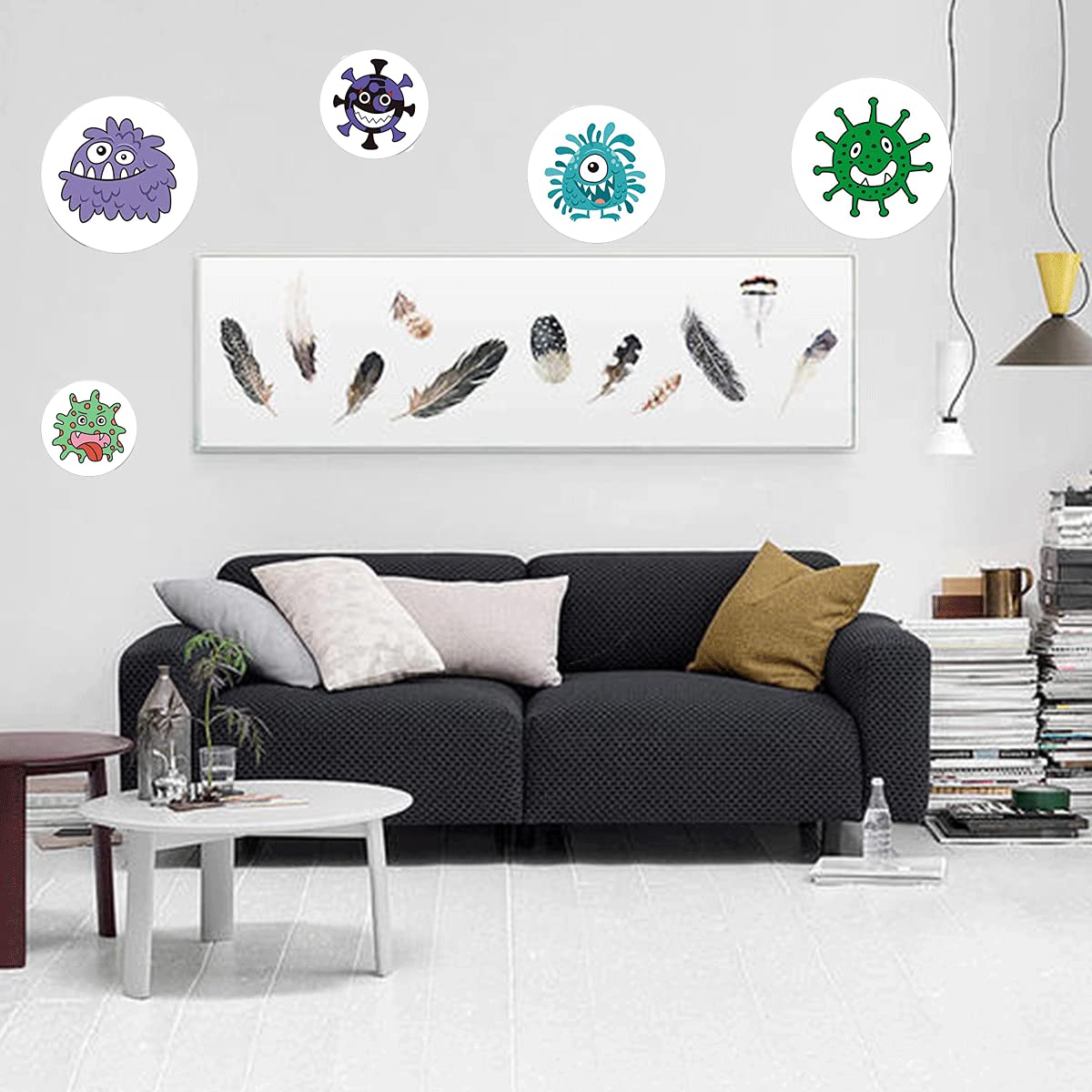 2.5 Inch Round Germ Dot Stickers Germs Labels Germ Stickers 120pcs