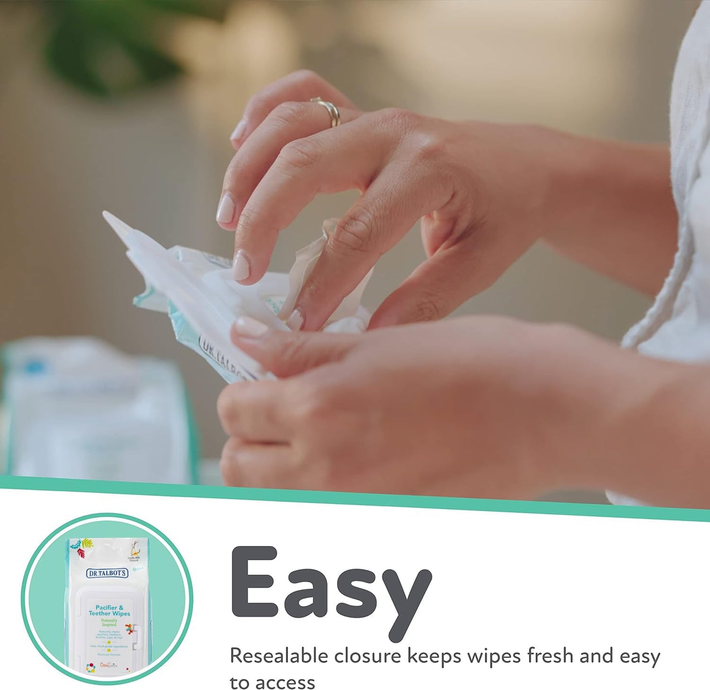 Dr. Talbot's Pacifier and Teether Wipes Naturally Inspired with Citroganix  Vanilla Milk  48 Count  1 Pack